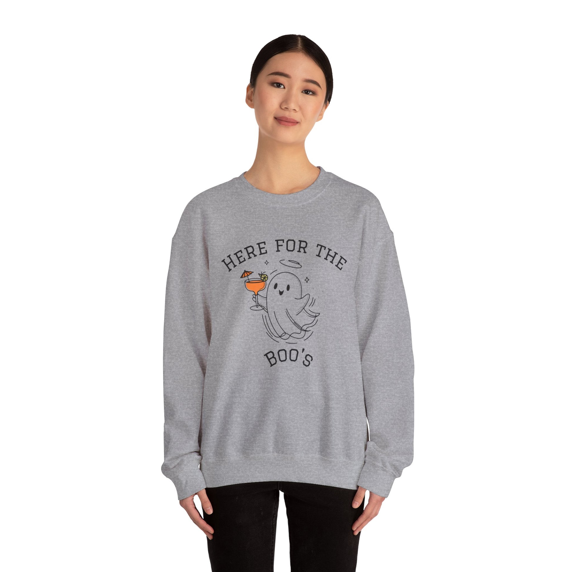 Ghostly Vibes Crewneck Sweatshirt | Here for the Boo's | Unisex Halloween Sweater, Cozy Fall Fashion, Spooky Season Apparel, Chill [...]