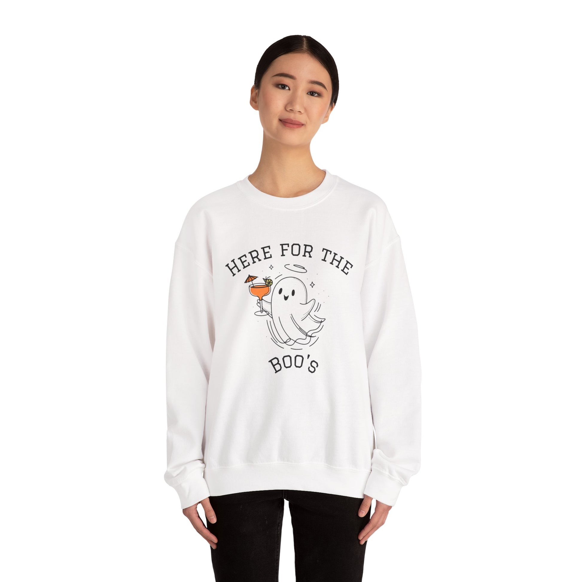 Ghostly Vibes Crewneck Sweatshirt | Here for the Boo's | Unisex Halloween Sweater, Cozy Fall Fashion, Spooky Season Apparel, Chill [...]