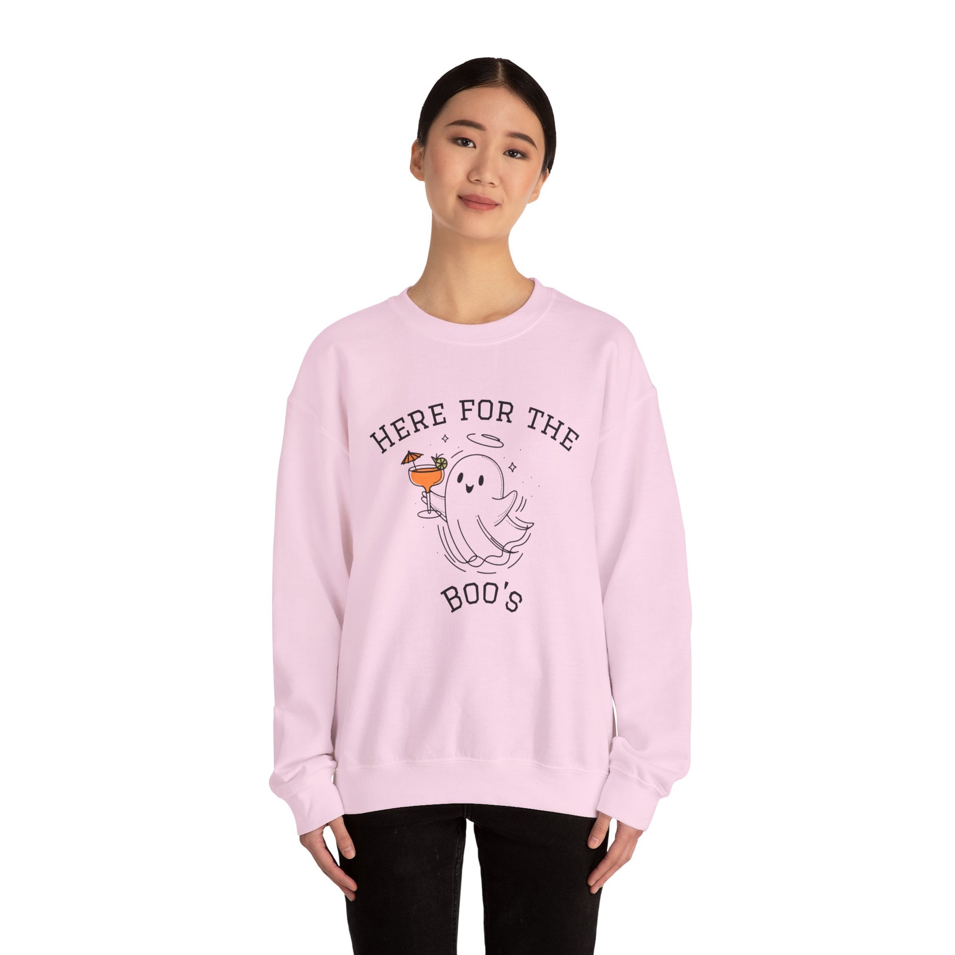 Ghostly Vibes Crewneck Sweatshirt | Here for the Boo's | Unisex Halloween Sweater, Cozy Fall Fashion, Spooky Season Apparel, Chill [...]
