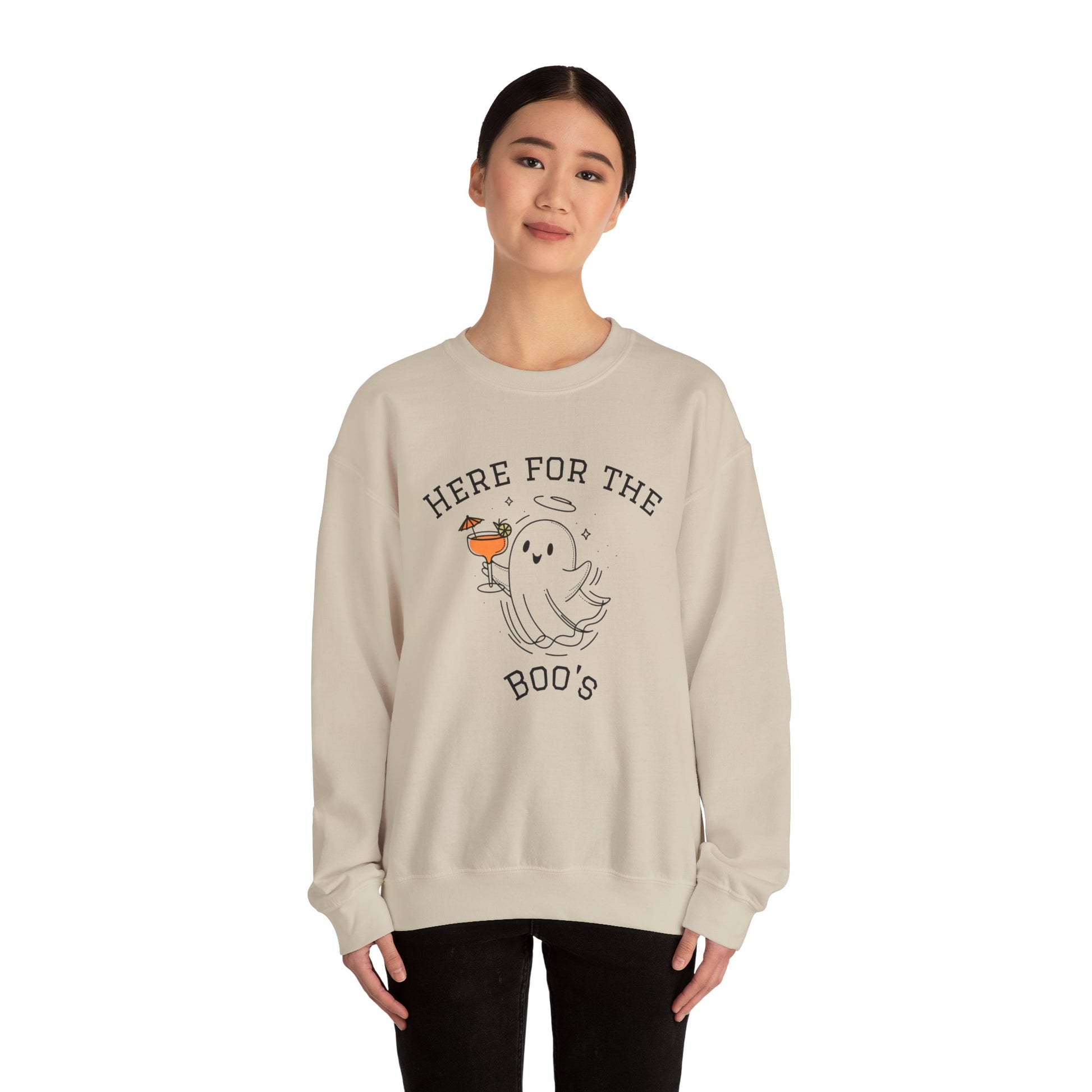 Ghostly Vibes Crewneck Sweatshirt | Here for the Boo's | Unisex Halloween Sweater, Cozy Fall Fashion, Spooky Season Apparel, Chill [...]